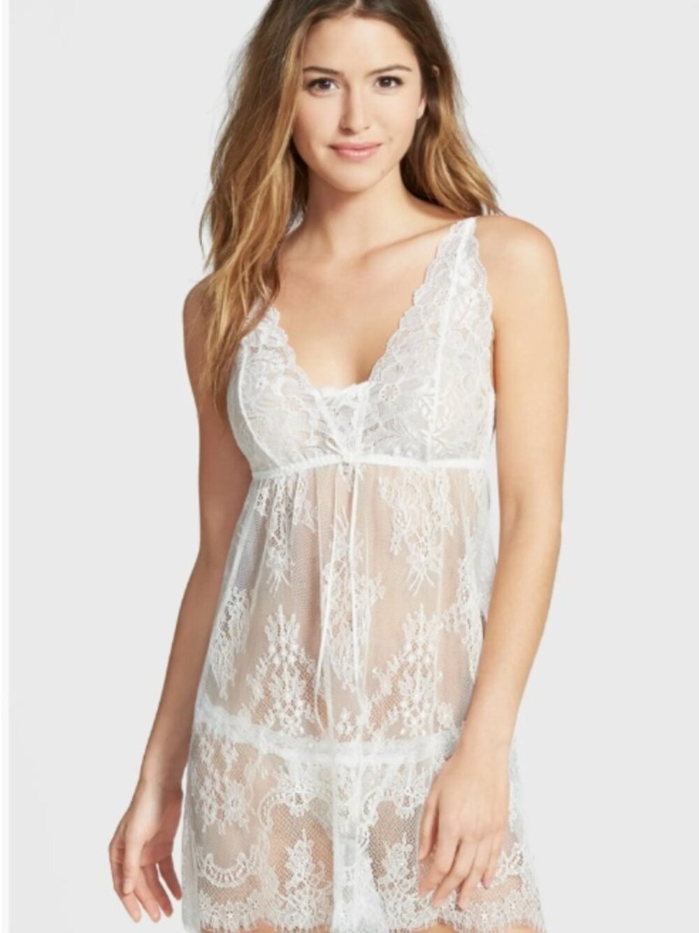 NWT Hanky Panky Victoria Lace Chemise w thong- Light Ivory Bridal